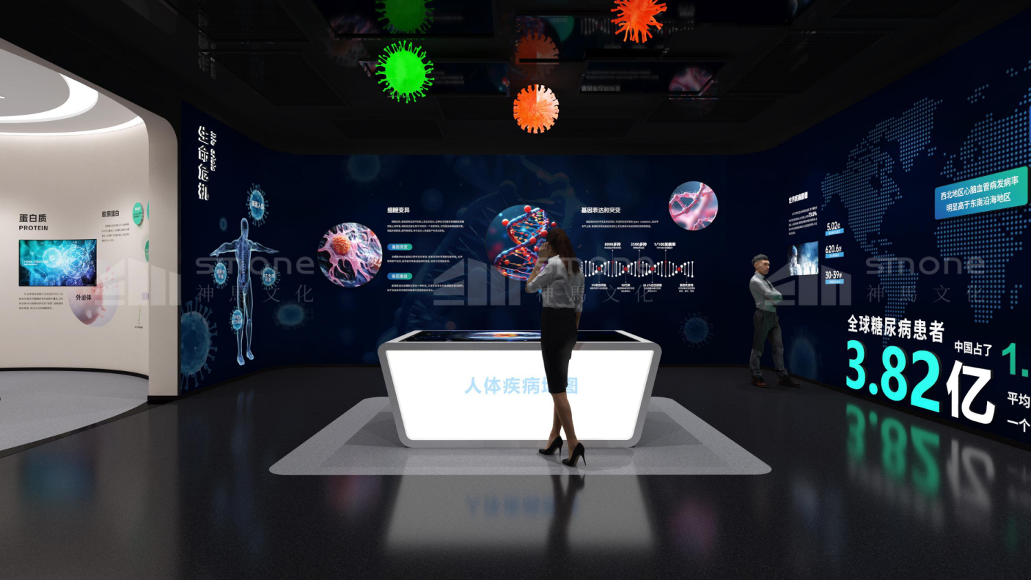 博观文化生物医药展厅设计：用场景化体验破解技术传播难题｜生物医疗展厅设计｜生物制药展厅设计｜生物肽展厅设计｜干细胞展厅设计｜神马文化
